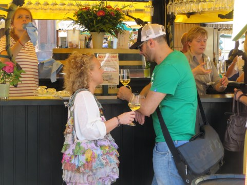 Happy festival goers